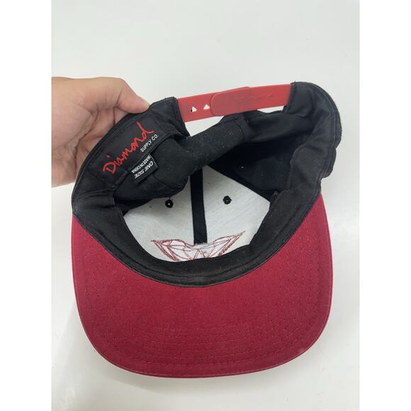 Diamond Supply Co Snapback Flat Brim Black Red Adjustable Cap - Picture 3 of 9
